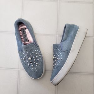 Steve Madden Denim Pearl Slip On Sneakers